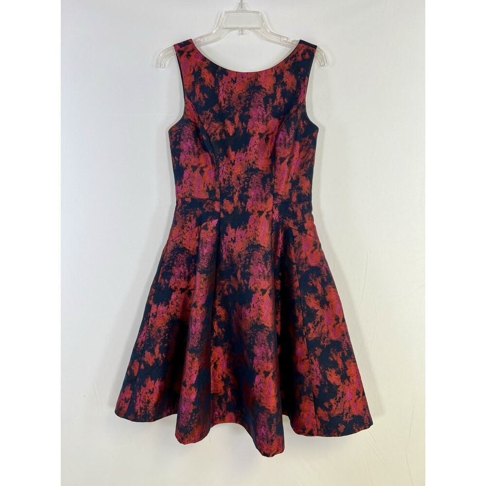 Vera Wang‎ Women's Jacquard Open Back Fit Flare Dress Dark Romantic Gothic Sz 6